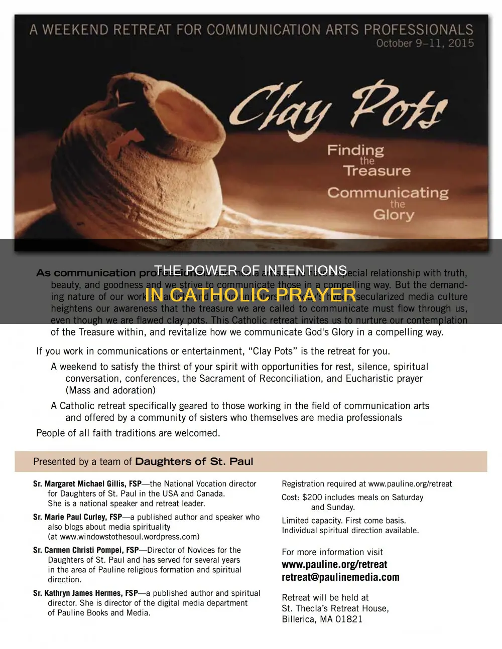 what are intentions in catholic p[rayer